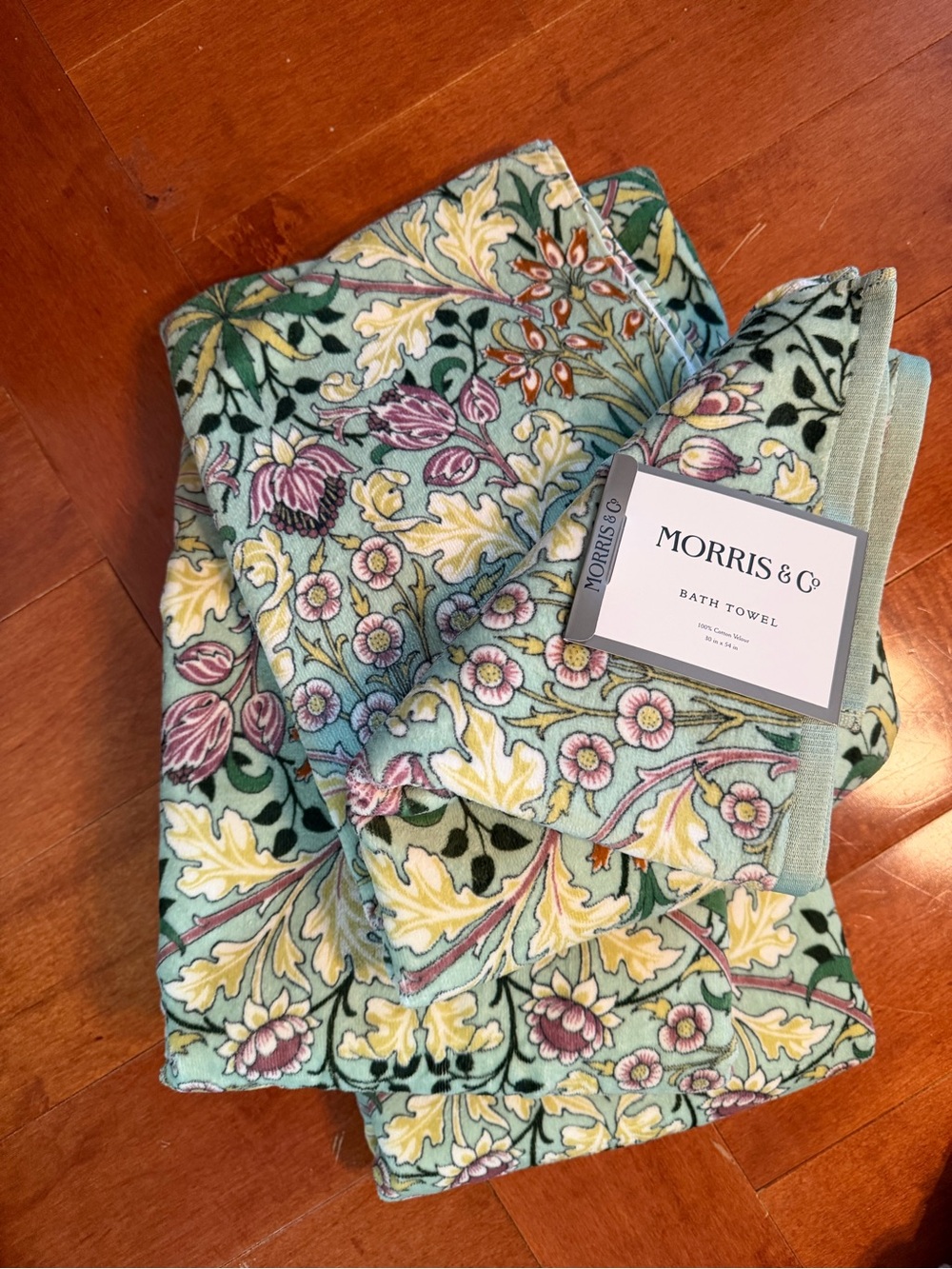 Morris & Co. NWT 5 Pc Set Botanical 3- Floral Cotton Bath Towels & 2 Hand Towels - Picture 6 of 11